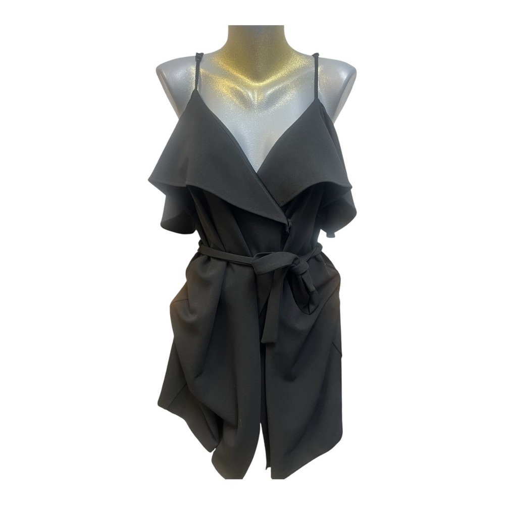 Gianni Bini Black Ruffle Wrap Dress – Size Medium